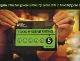 Once again, FSA‬ has given us the top score of 5 in ‪‎foodhygiene‬ rating.